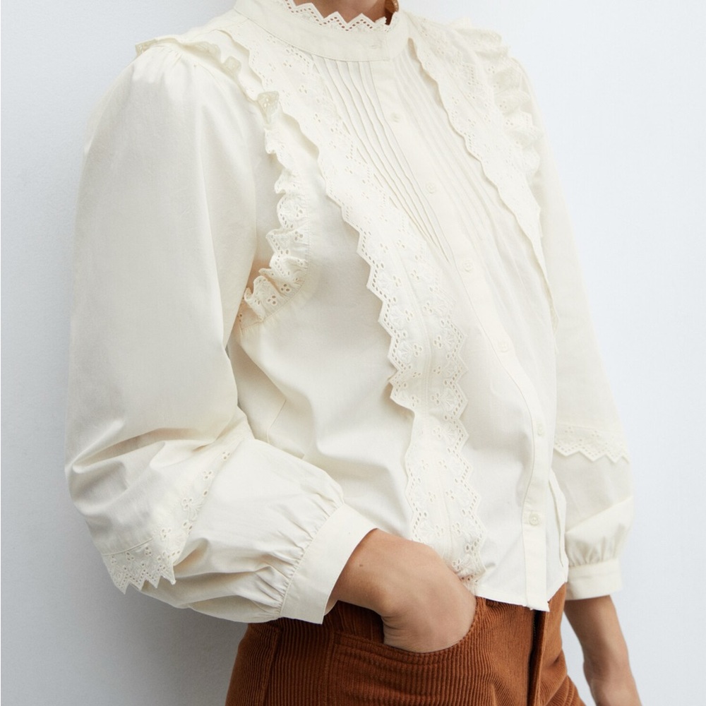 MANGO COTTON BLOUSE WITH RUFFLE DETAIL - Picture 3 of 8